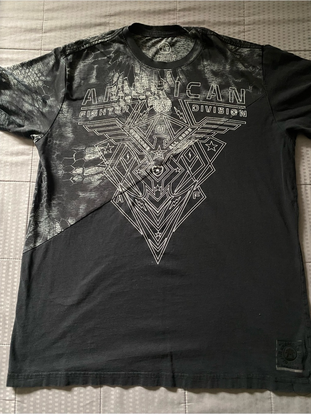 American Fighter Black Graphic Short Sleeve Tee with Geometric Crest
